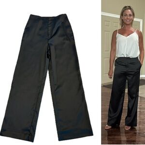 Calvin Klein jeans black satin effect high waist straight leg trouser dress pant